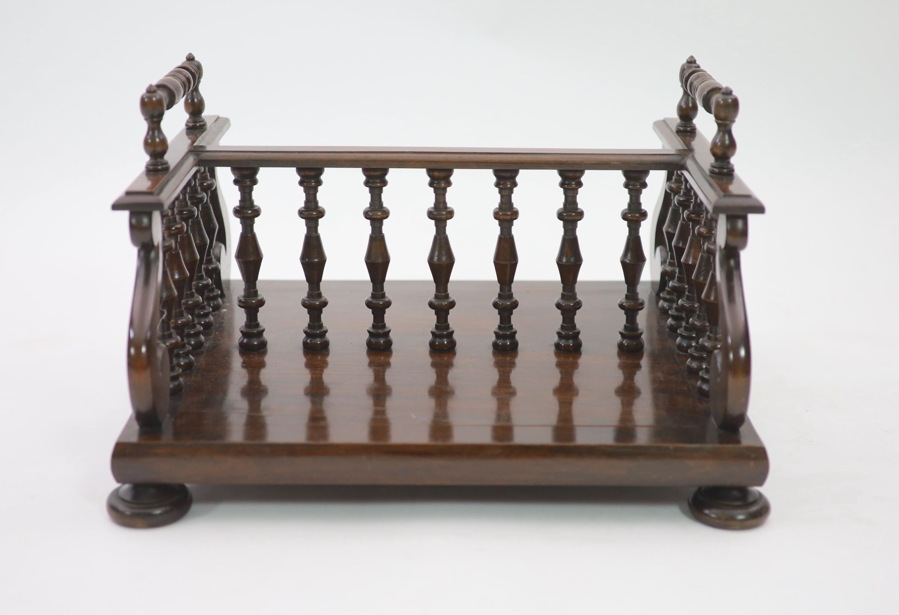 A William IV rosewood bookcarrier / rack, W.50cm D.46cm H.30.5cm